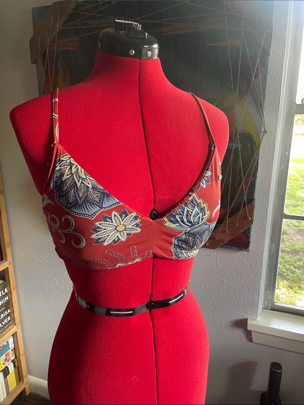 Floral Print Red swim with Adjustable Straps